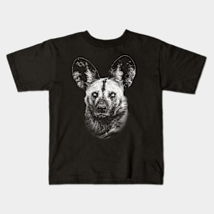 Painted Dog Portait African Wildlife Kids T-Shirt